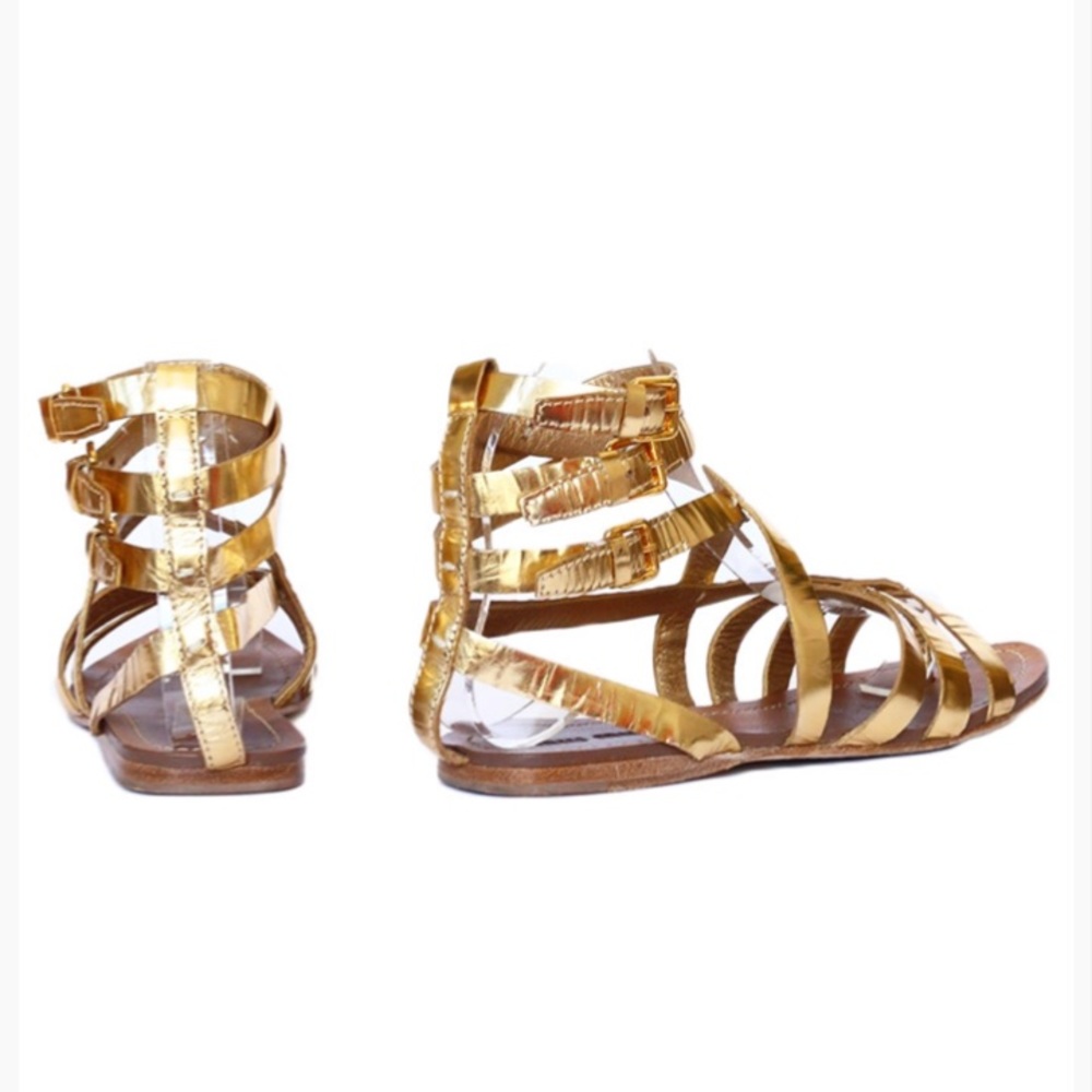 Miu Miu Gold Metallic Gladiator Sandals Size 6 - Picture 6 of 16